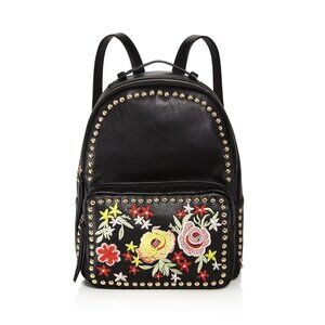 Sunset & Spring Floral-Embroidered Studded Backpack